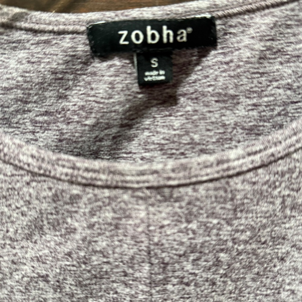 Zobha Crop Top Women S Purple Excellent Twist Front Space Dye Athletic Tank - Picture 5 of 5